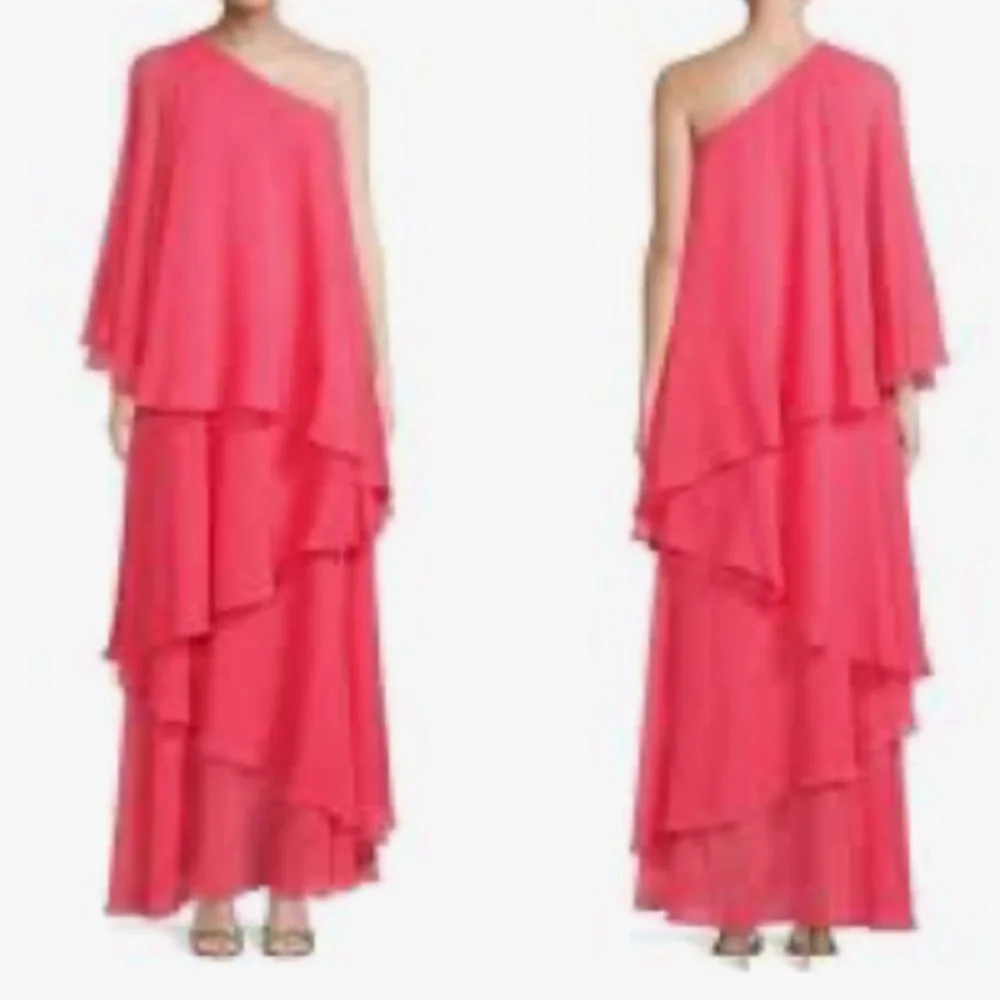 St. John Sheer Silk Georgette One Shoulder Gown - Picture 2 of 2